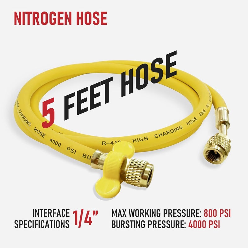 RX WELD Nitrogen Regulator with 0-1000 PSI CGA580 Inlet, Delivery Pressure Equipment Brass Inlet Outlet Connection Gauges with Refrigeration Hose - Image 4